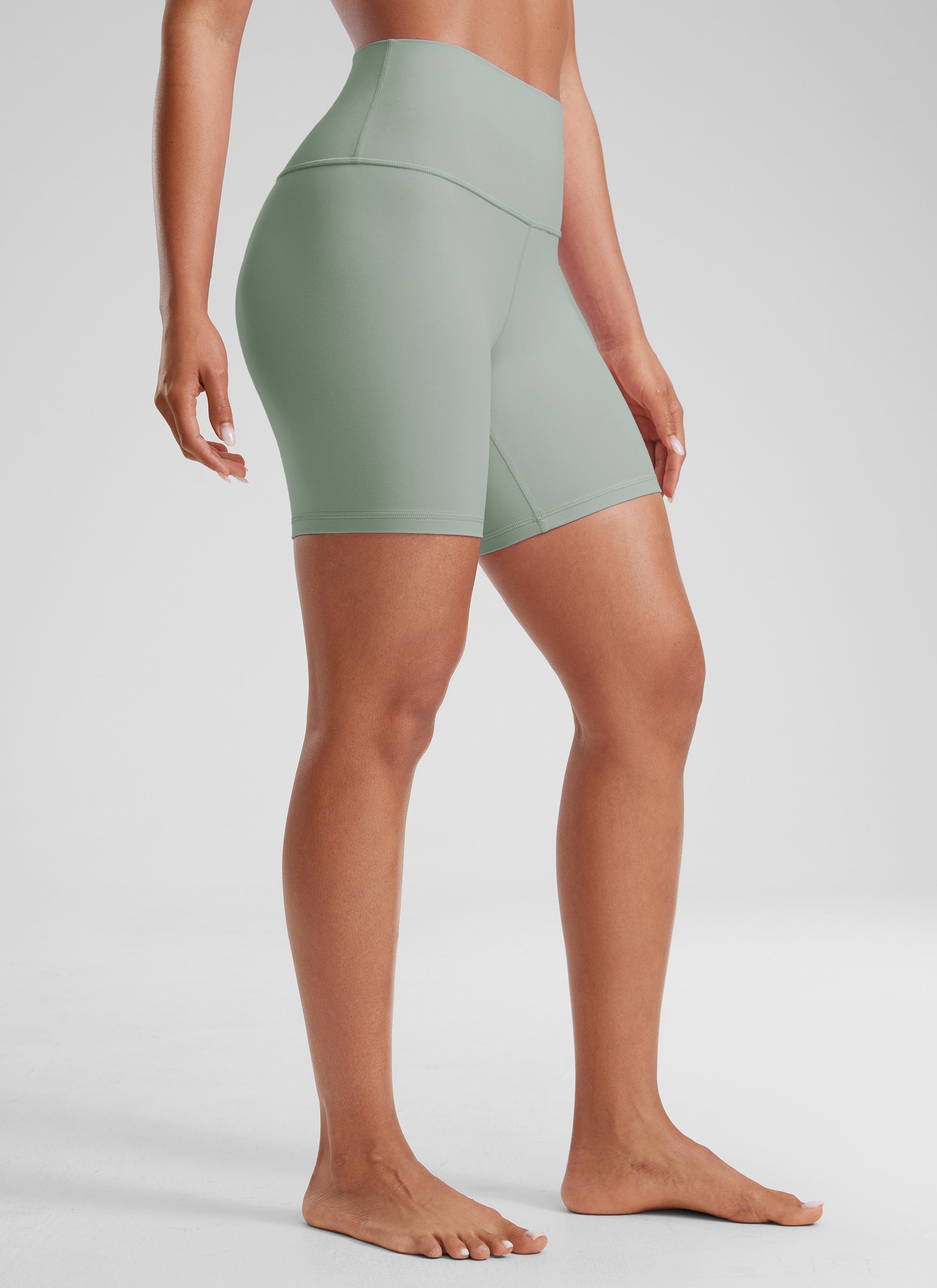 CRZ YOGA Damen Butterluxe Radlerhose Shorts-15CM Grüner Palmenhof