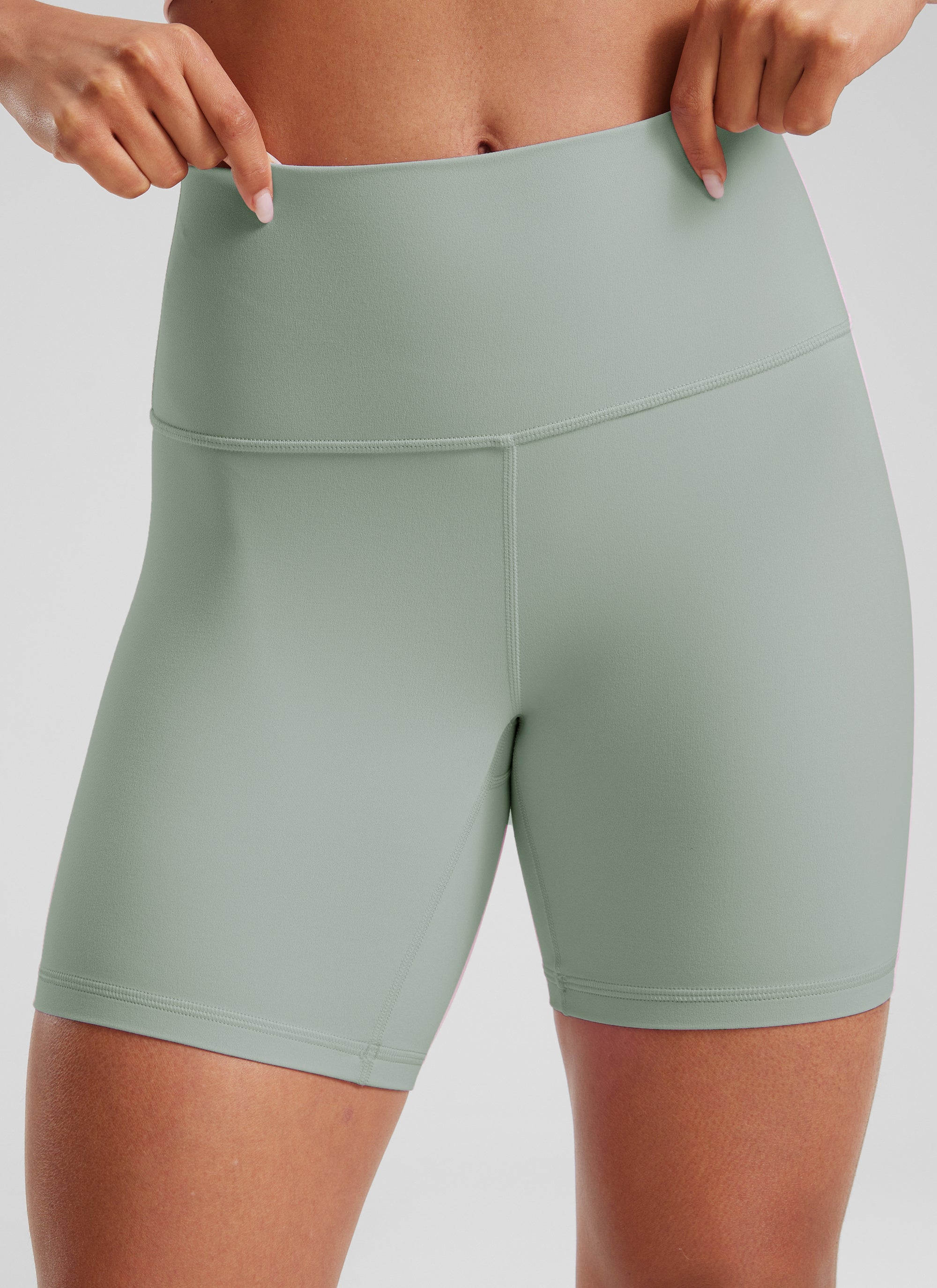 CRZ YOGA Damen Butterluxe Radlerhose Shorts-15CM Grüner Palmenhof