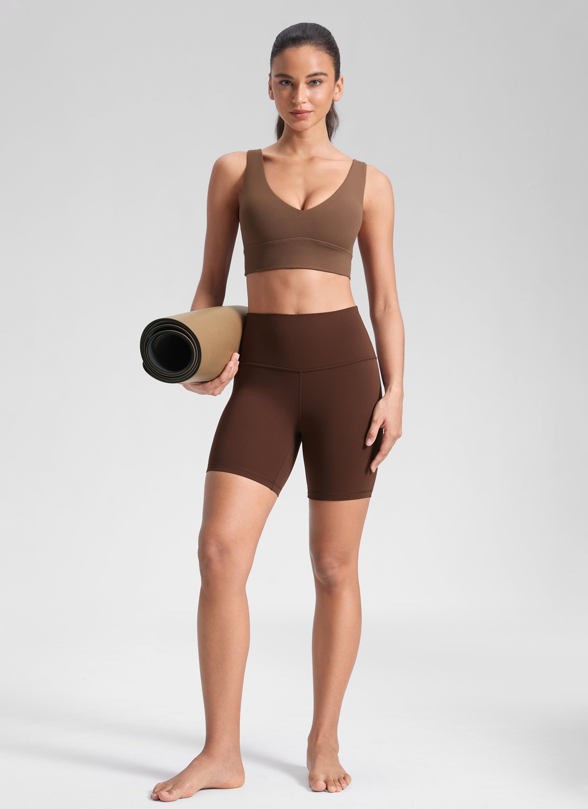 CRZ YOGA Damen Butterluxe Radlerhose Shorts-15CM Lava Braun