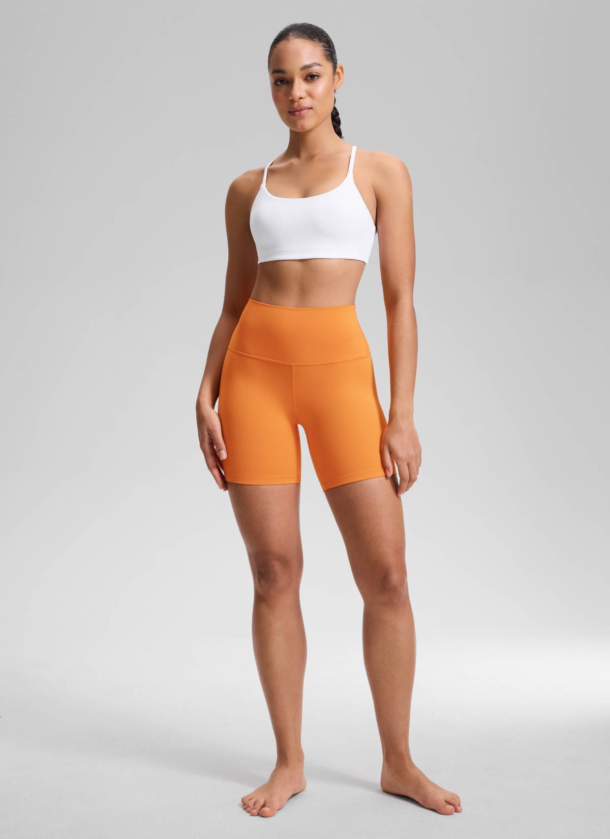 CRZ YOGA Damen Butterluxe Radlerhose Shorts-15CM Tiger Orange
