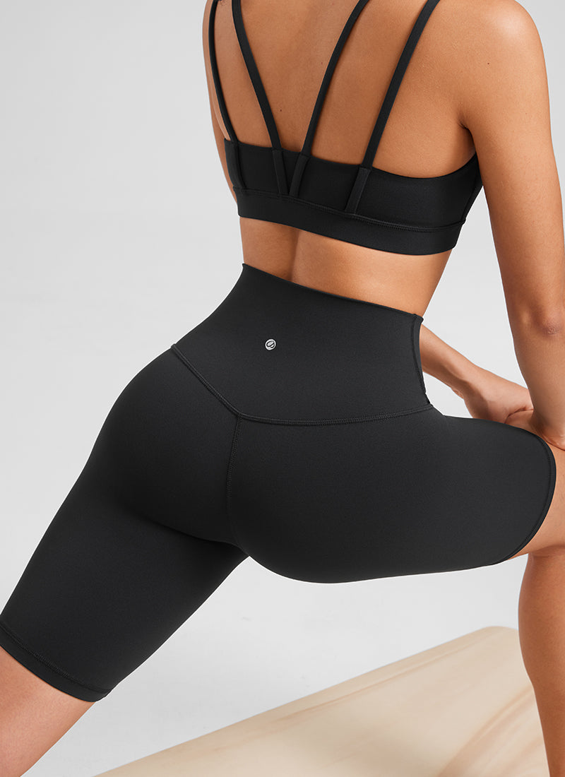 CRZ YOGA Damen Butterluxe Radlerhose Kurze Sporthose - 20cm Schwarz
