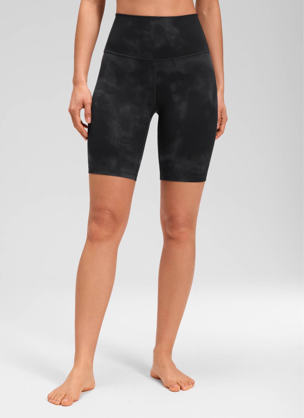 CRZ YOGA Damen Butterluxe Radlerhose Kurze Sporthose - 20cm Schwarze Tie-Dye-Blumen