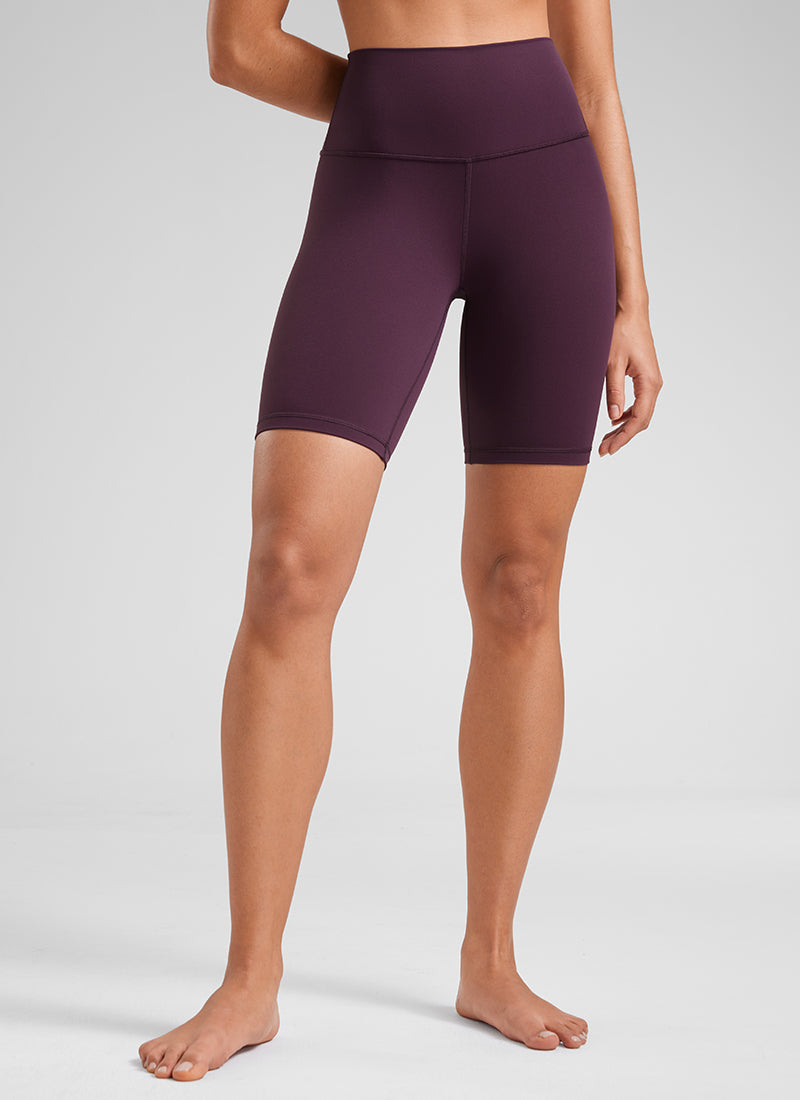 CRZ YOGA Damen Butterluxe Radlerhose Kurze Sporthose - 20cm Dunkellila