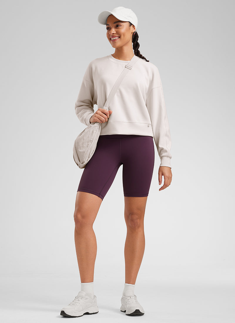 CRZ YOGA Damen Butterluxe Radlerhose Kurze Sporthose - 20cm Dunkellila