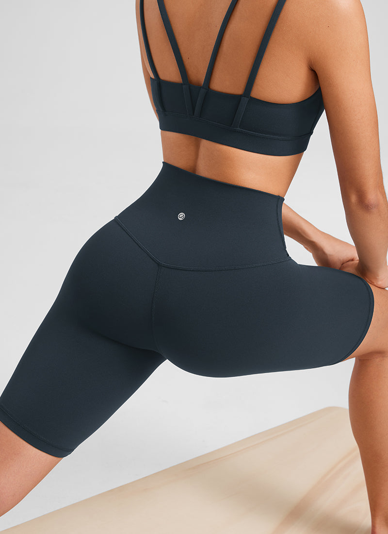 CRZ YOGA Damen Butterluxe Radlerhose Kurze Sporthose - 20cm Echte Marine