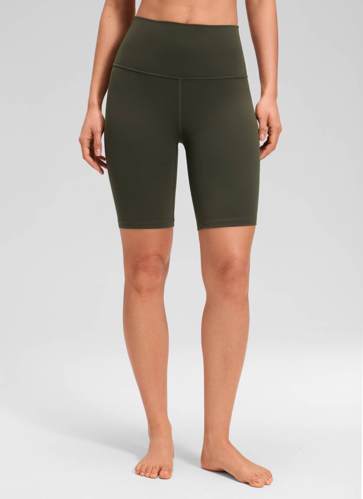 CRZ YOGA Damen Butterluxe Radlerhose Kurze Sporthose - 20cm Olivgrün