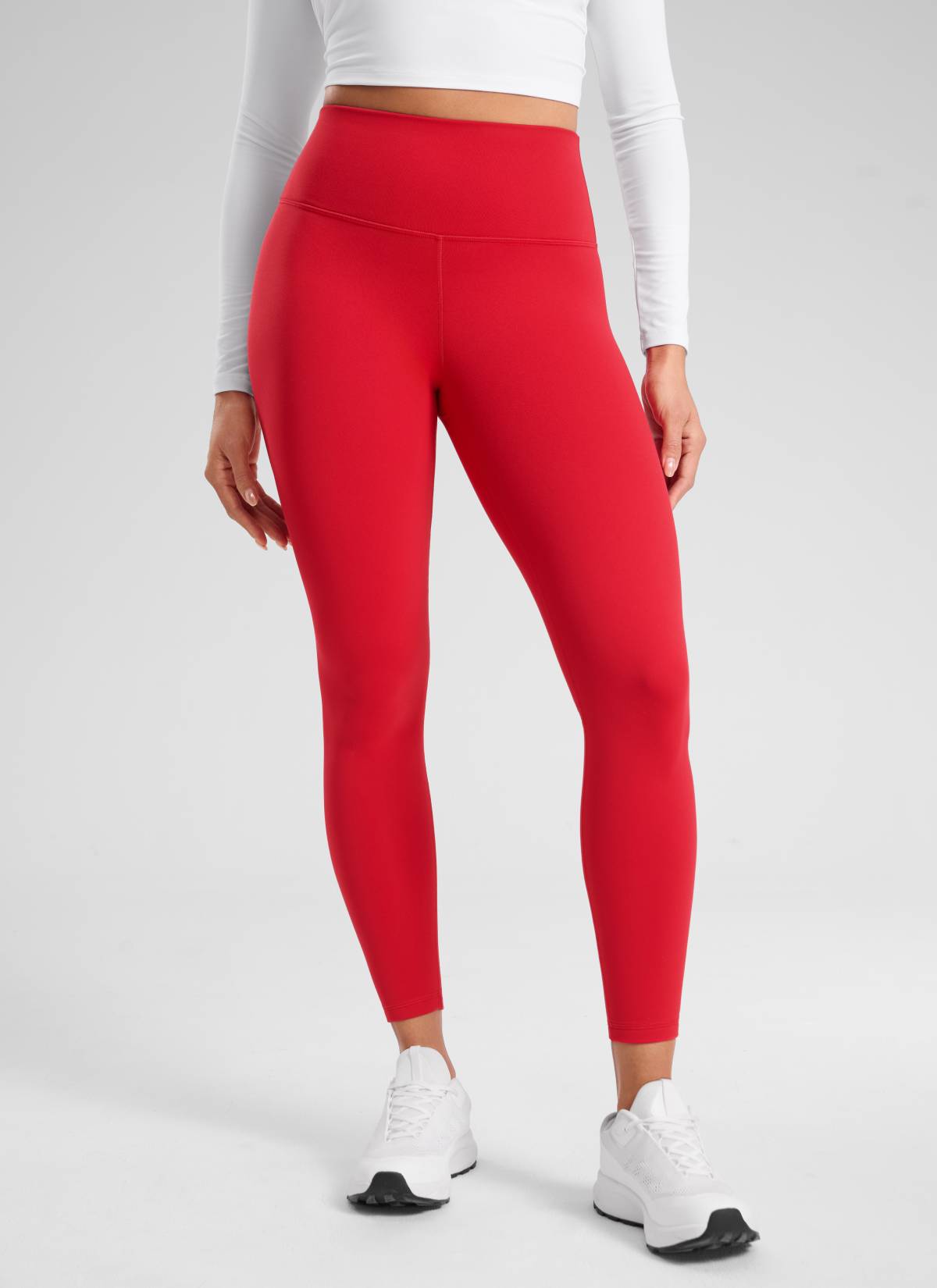 CRZ YOGA Damen Mattes Thermo-Fleece-Futter Basis-Leggings - 64cm Aurora Rot @model_info:Dany