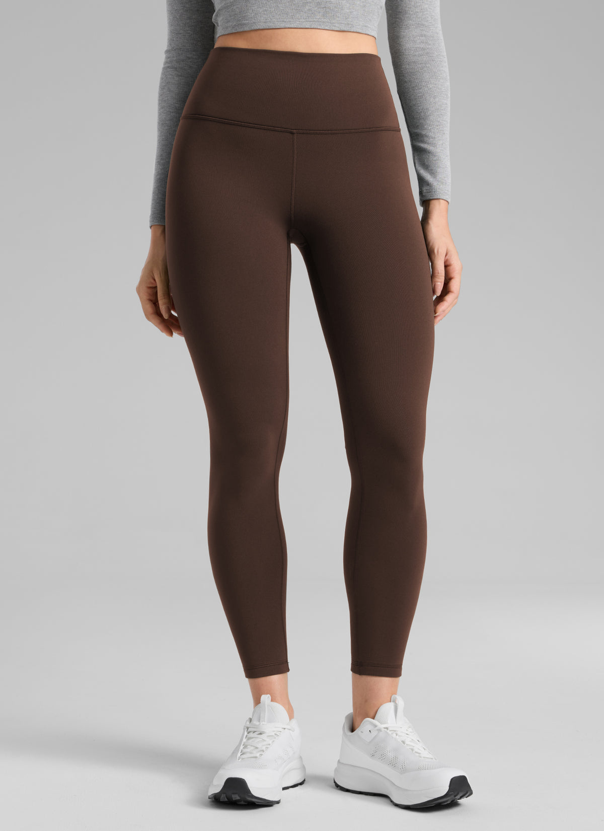 CRZ YOGA Damen Mattes Thermo-Fleece-Futter Basis-Leggings - 64cm Walnussbraun @model_info:S1