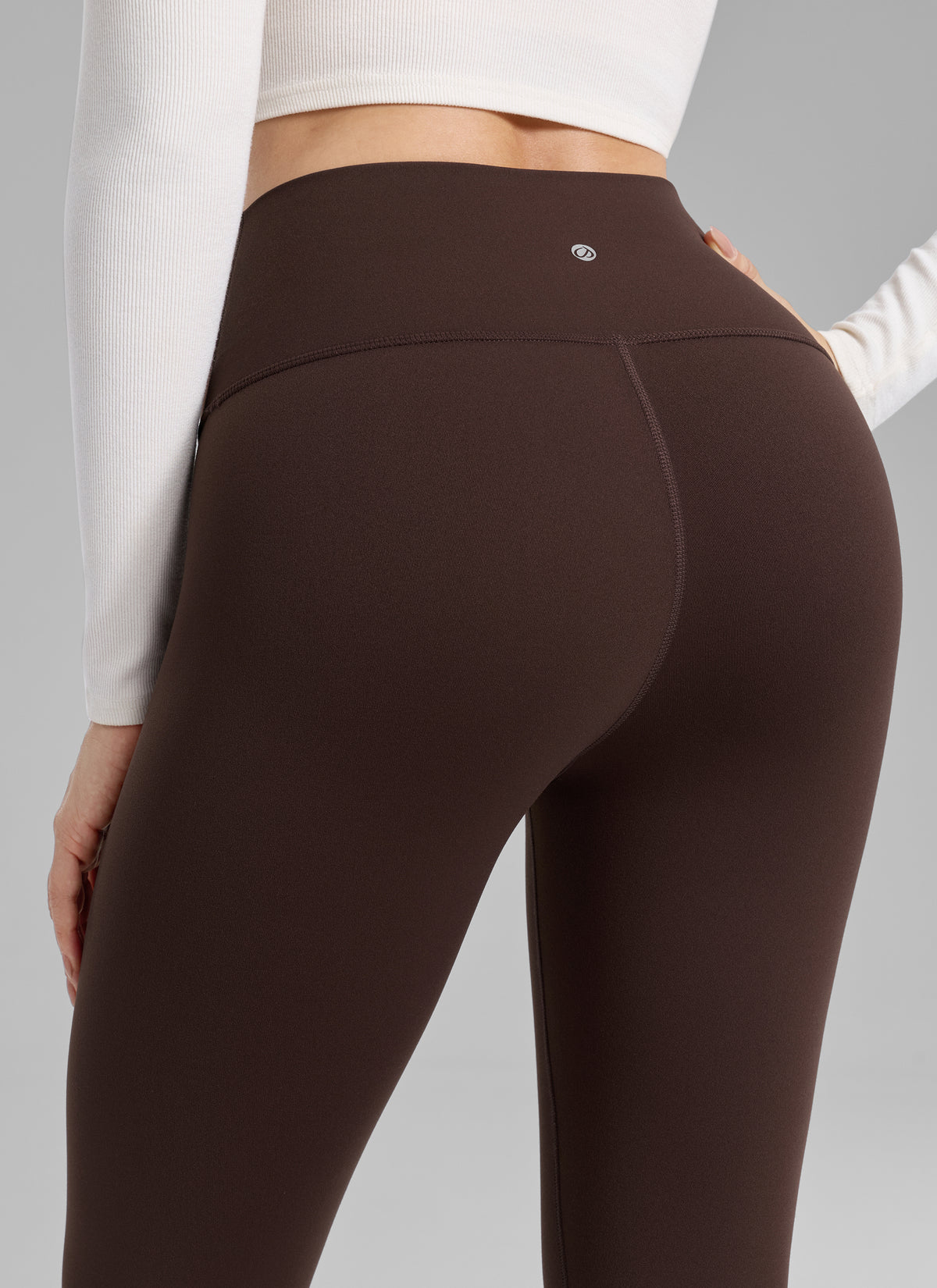 CRZ YOGA Damen Mattes Thermo-Fleece-Futter Basis-Leggings - 64cm Heißes Fudge-Brown @model_info:Bruna