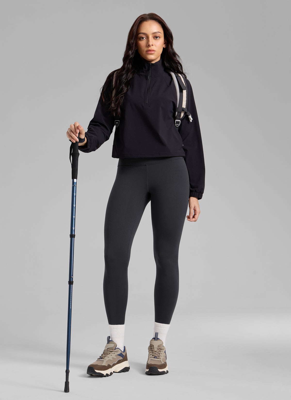 CRZ YOGA Damen Mattes Thermo-Fleece-Futter Basis-Leggings - 64cm Tinte grau @model_info:Bruna