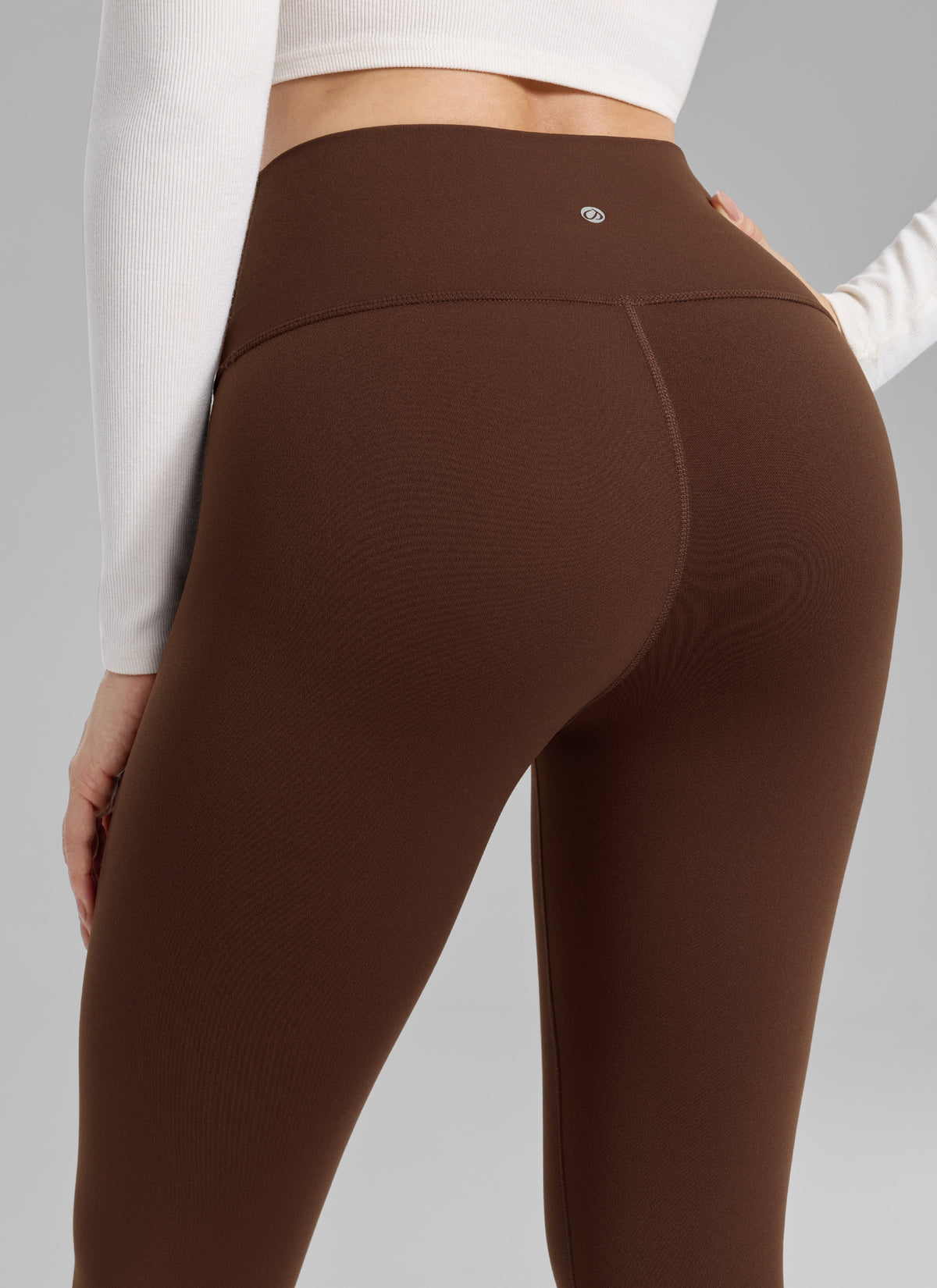 CRZ YOGA Damen Mattes Thermo-Fleece-Futter Basis-Leggings - 64cm Lava Braun @model_info:Bruna