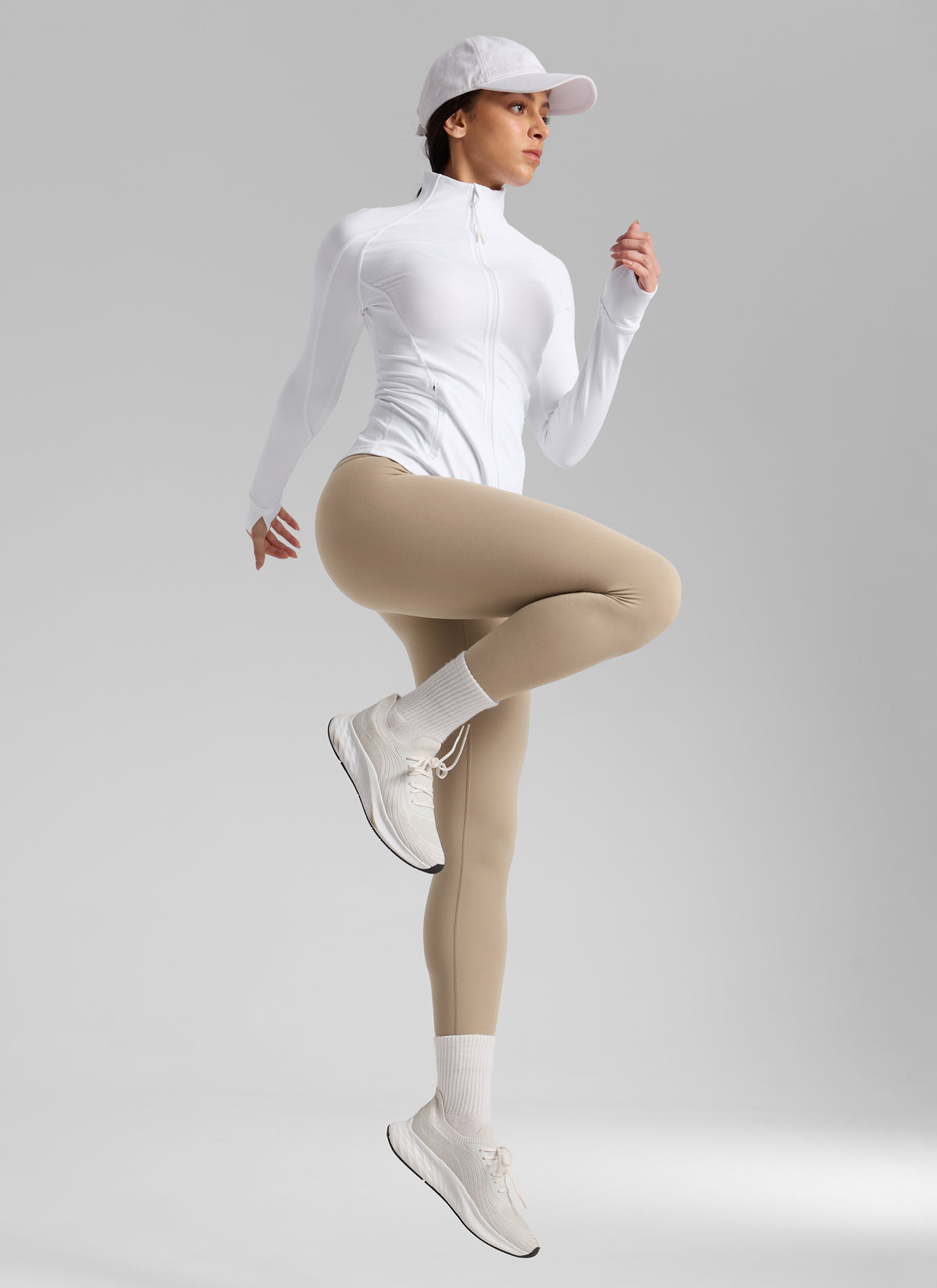 CRZ YOGA Damen Mattes Thermo-Fleece-Futter Basis-Leggings - 64cm Eiche @model_info:Bruna