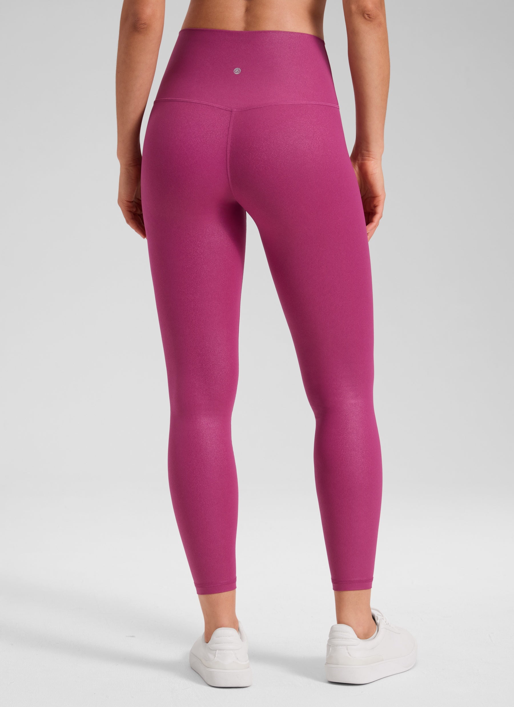 CRZ YOGA Damen Butterluxe Faux Leder Kunstleder-Leggings - 64cm Klassisches Magenta-Lila-Muster