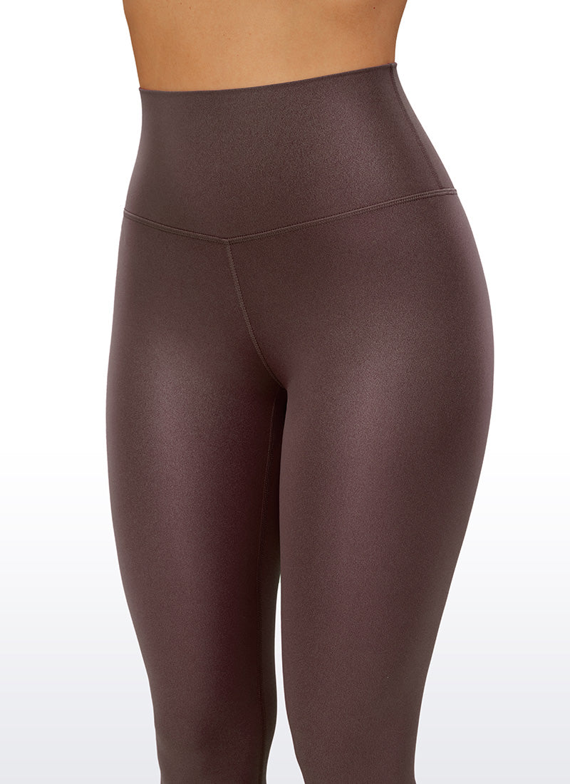 CRZ YOGA Damen Butterluxe Faux Leder Kunstleder-Leggings - 71cm Klassisches Taupe-Muster