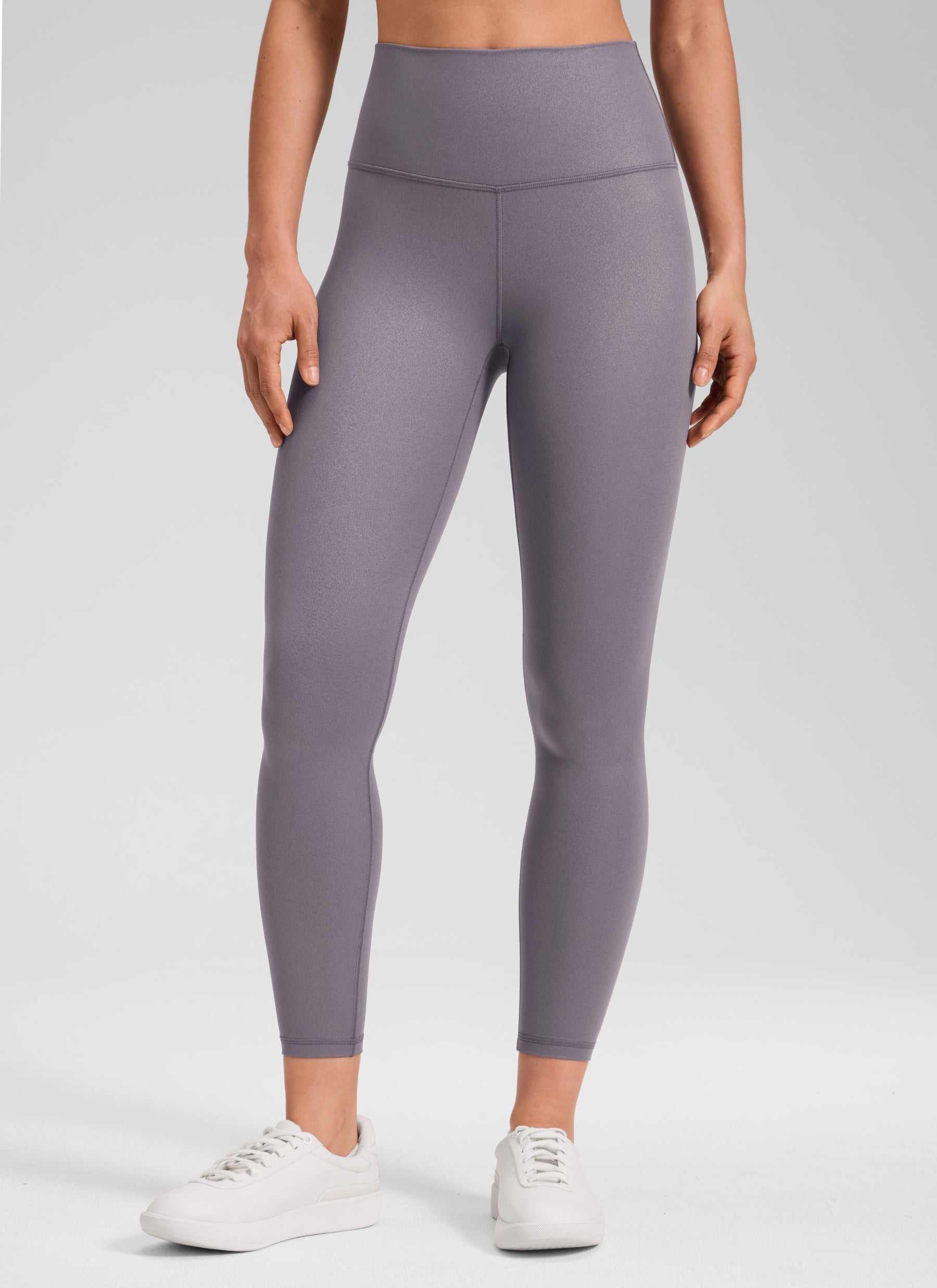 CRZ YOGA Damen Butterluxe Faux Leder Kunstleder-Leggings - 64cm Tornadograues klassisches Muster