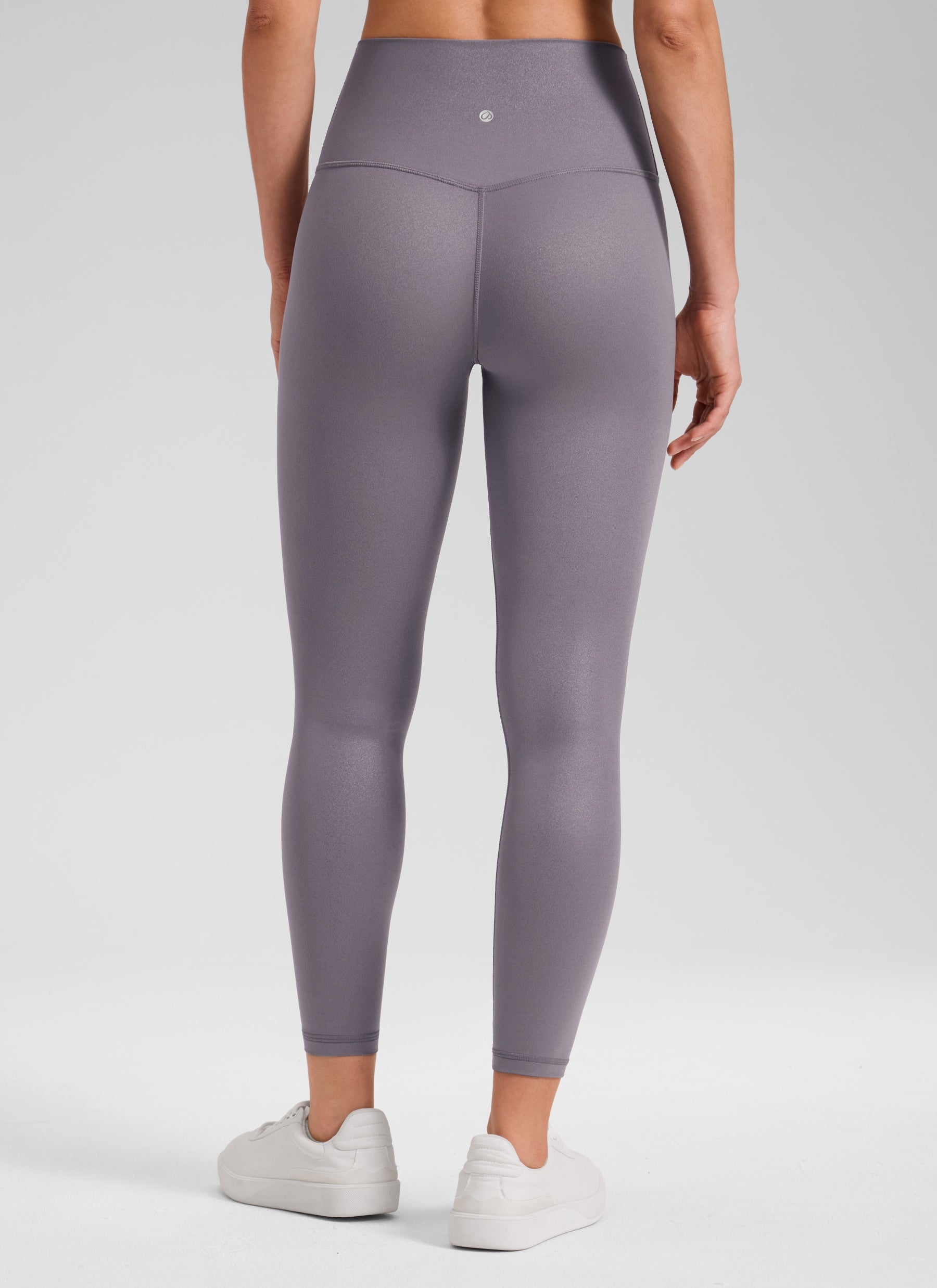 CRZ YOGA Damen Butterluxe Faux Leder Kunstleder-Leggings - 64cm Tornadograues klassisches Muster