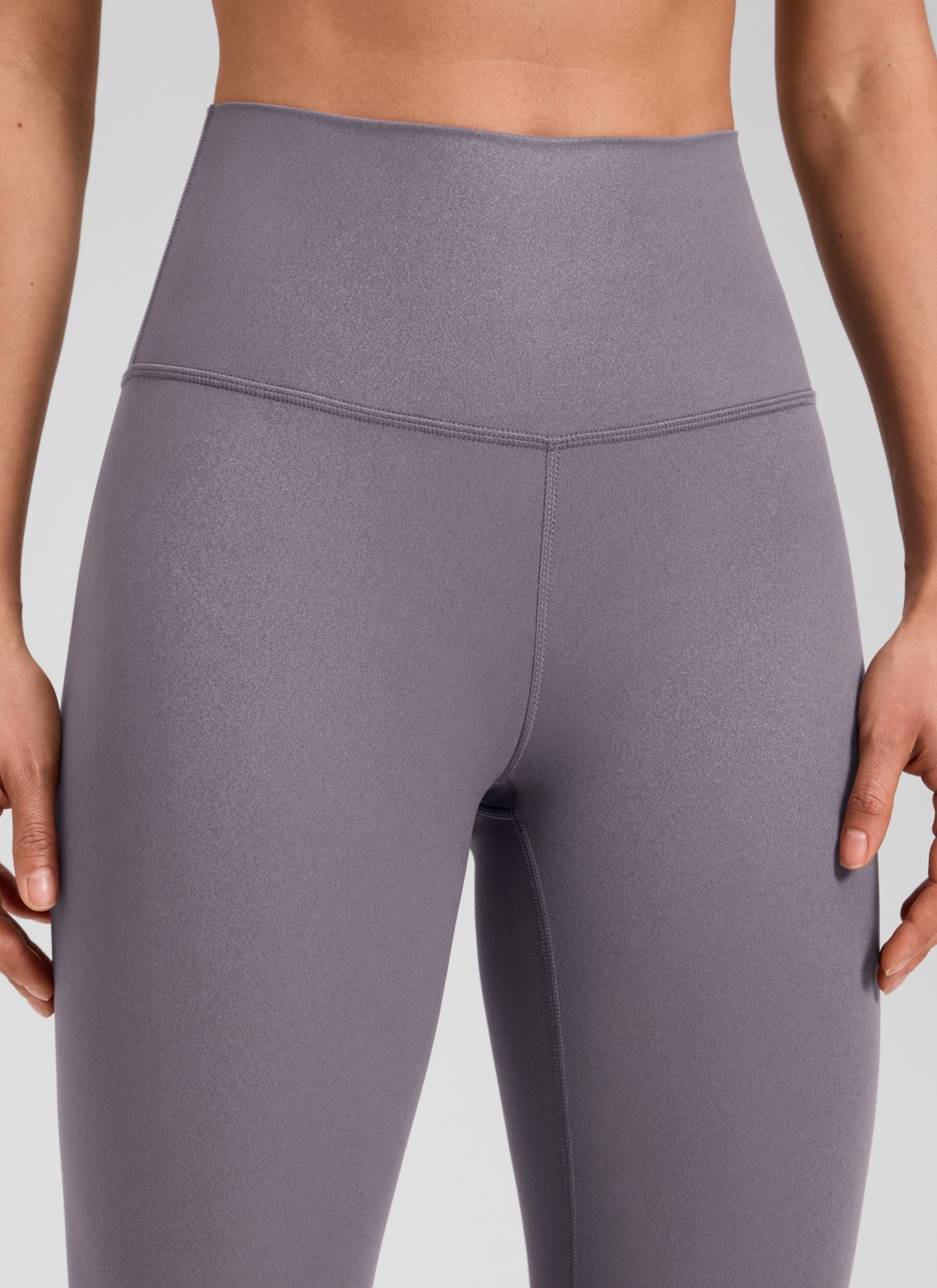 CRZ YOGA Damen Butterluxe Faux Leder Kunstleder-Leggings - 64cm Tornadograues klassisches Muster