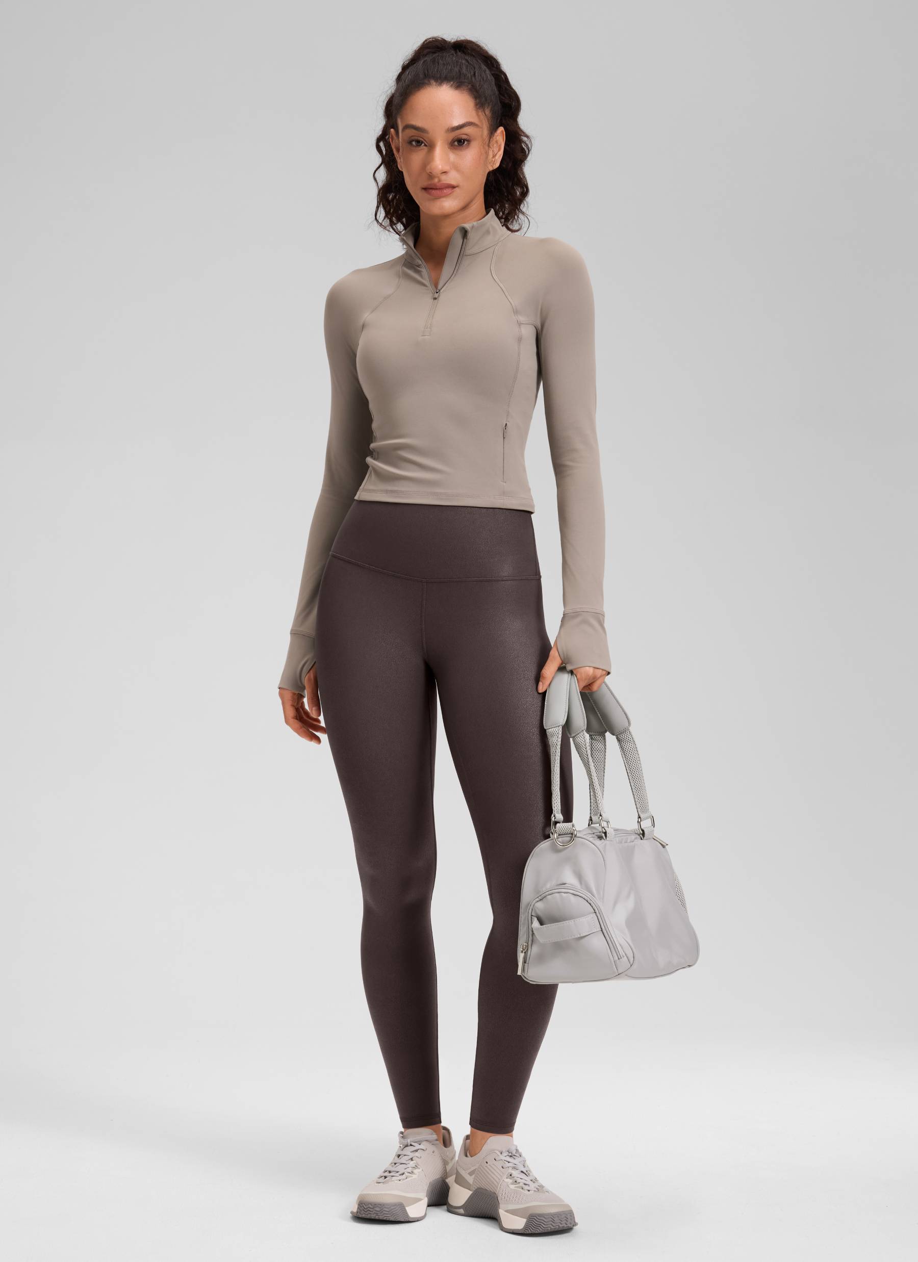 CRZ YOGA Damen Butterluxe Faux Leder Kunstleder-Leggings - 71cm Heißer Karamell Braun Folie Muster