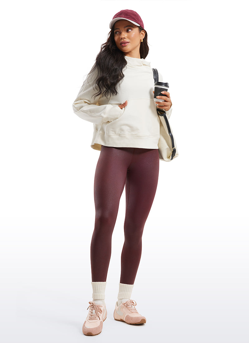 CRZ YOGA Damen Butterluxe Faux Leder Kunstleder-Leggings - 71cm Rotes Merlot-Folienmuster
