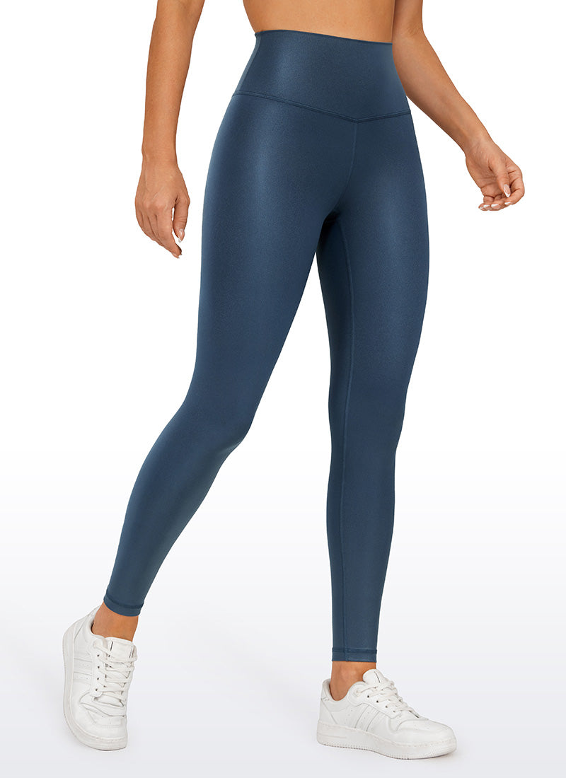 CRZ YOGA Damen Butterluxe Faux Leder Kunstleder-Leggings - 71cm FRANZÖSISCHE MARINE Klassisches Muster