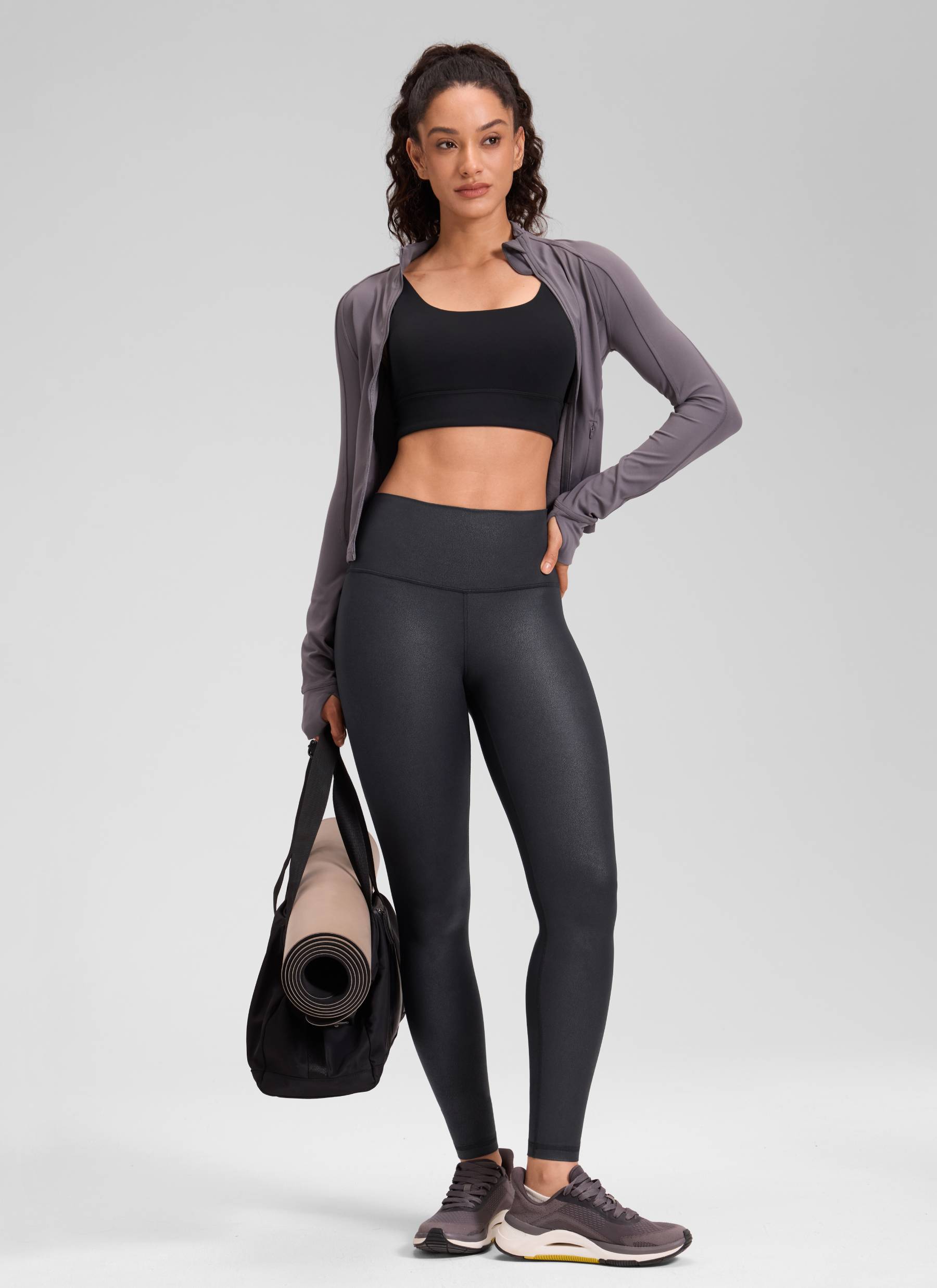 CRZ YOGA Damen Butterluxe Faux Leder Kunstleder-Leggings - 71cm Schwarzes Folienmuster