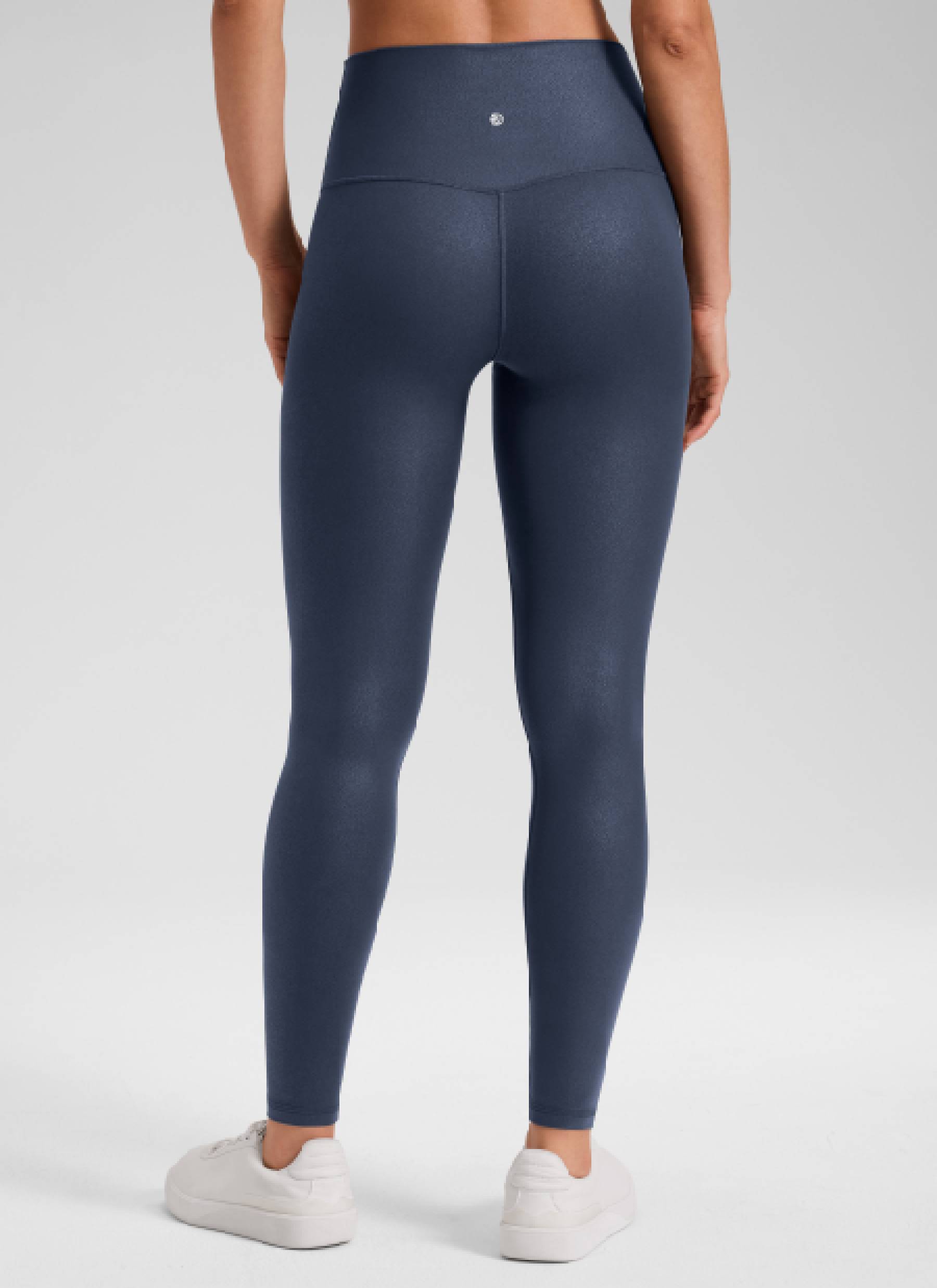 CRZ YOGA Damen Butterluxe Faux Leder Kunstleder-Leggings - 71cm Echtes Navy-Folienmuster