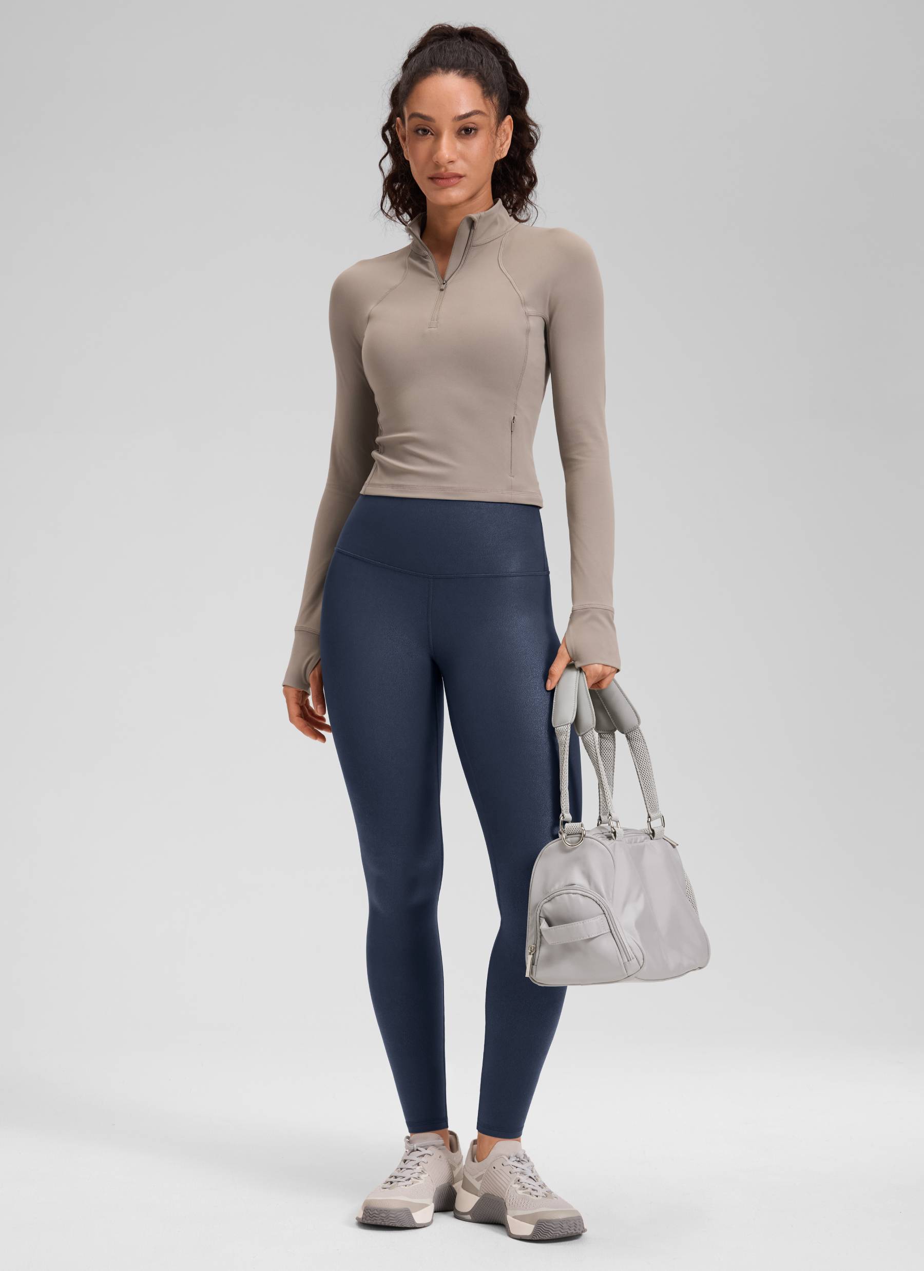 CRZ YOGA Damen Butterluxe Faux Leder Kunstleder-Leggings - 71cm Echtes Navy-Folienmuster