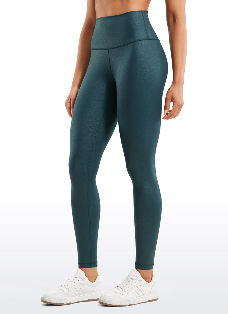 CRZ YOGA Damen Butterluxe Faux Leder Kunstleder-Leggings - 71cm Wald Dunkelgrün Folienmuster