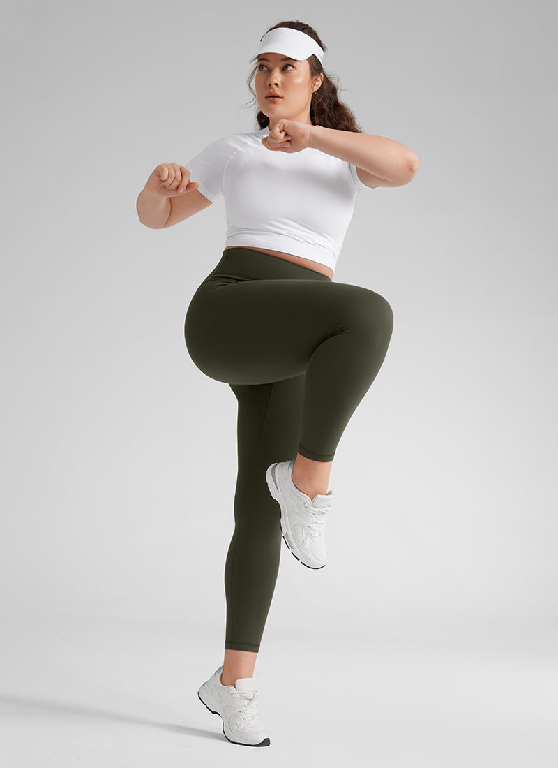 CRZ YOGA Butterluxe Damen Übergröße Leggings - 64cm Große Größen Olivgrün