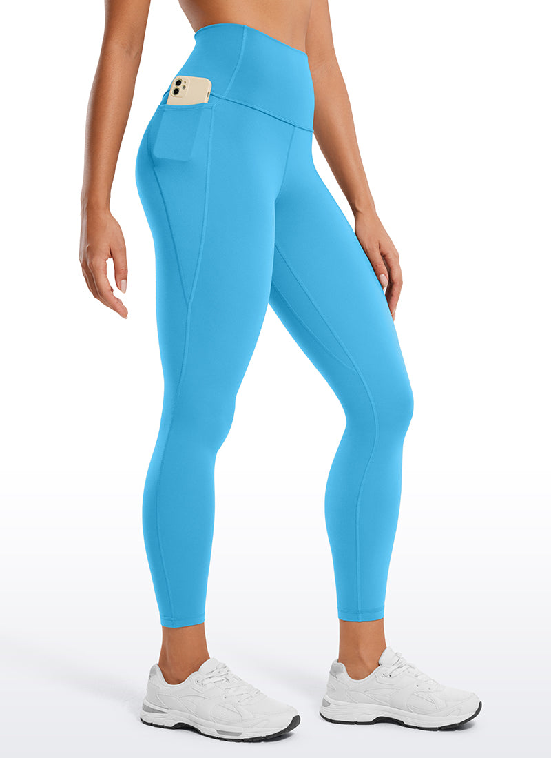 CRZ YOGA Damen Butterluxe High Waist Sport Leggings mit Tasche - 64cm Kajak Blau