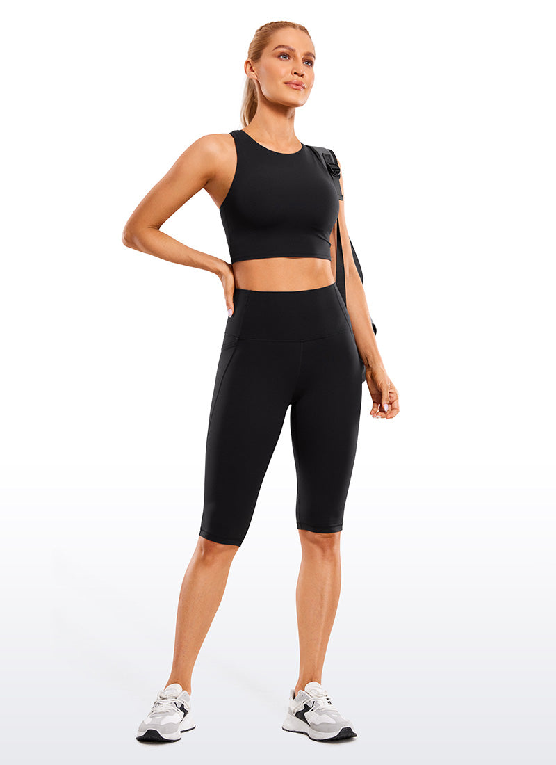 CRZ YOGA Damen Butterluxe High Waist Sport Leggings mit Taschen - 33cm Schwarz
