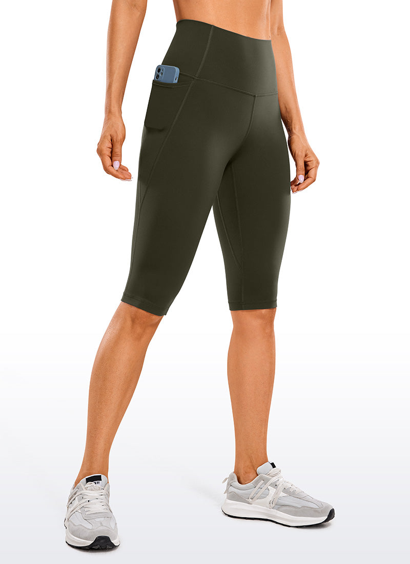CRZ YOGA Damen Butterluxe High Waist Sport Leggings mit Taschen - 33cm Olivgrün