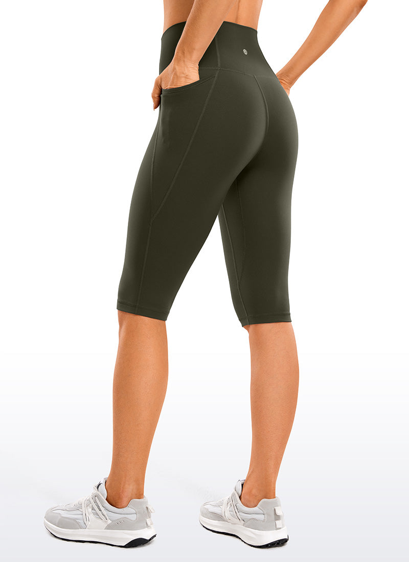CRZ YOGA Damen Butterluxe High Waist Sport Leggings mit Taschen - 33cm Olivgrün