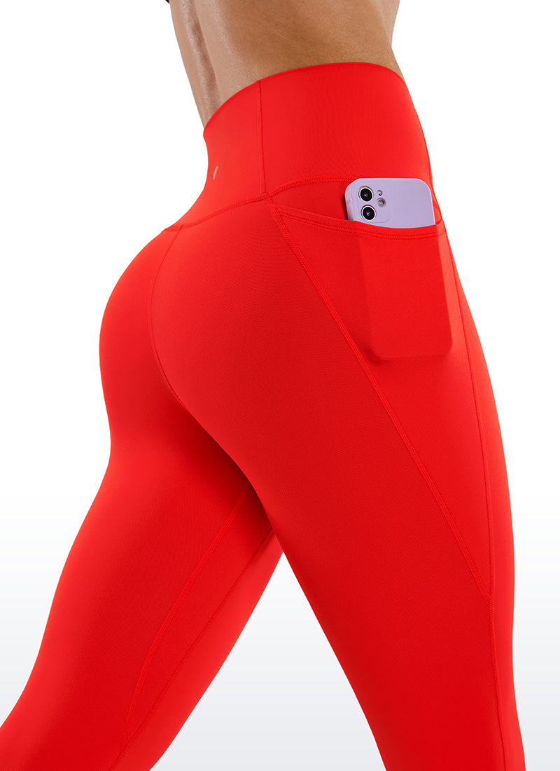 CRZ YOGA Damen Butterluxe High Waist Sport Leggings mit Taschen - 43cm Dunkelrot