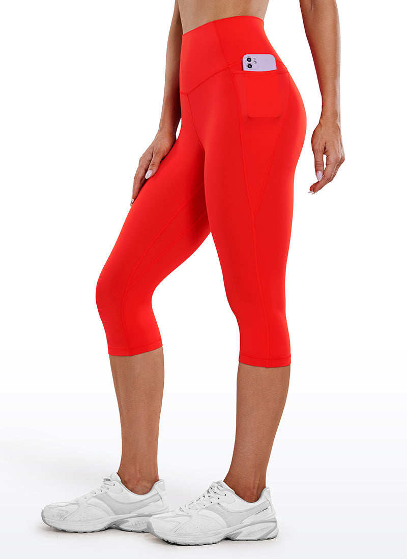 CRZ YOGA Damen Butterluxe High Waist Sport Leggings mit Taschen - 43cm Dunkelrot