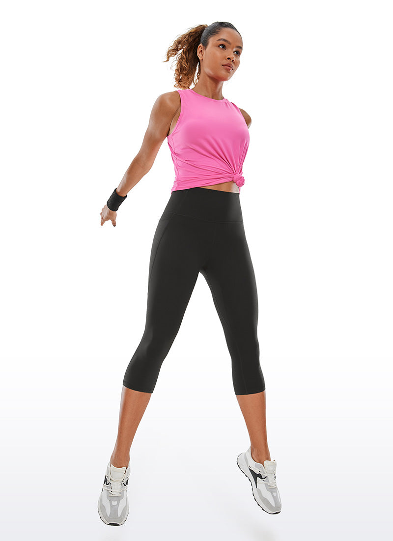 CRZ YOGA Damen Butterluxe High Waist Sport Leggings mit Taschen - 48cm Schwarz