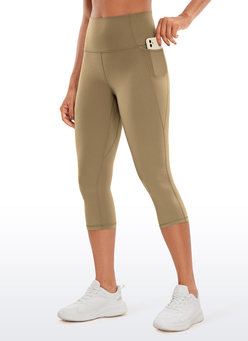CRZ YOGA Damen Butterluxe High Waist Sport Leggings mit Taschen - 48cm Seele Braun