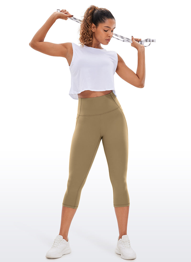 CRZ YOGA Damen Butterluxe High Waist Sport Leggings mit Taschen - 48cm Seele Braun