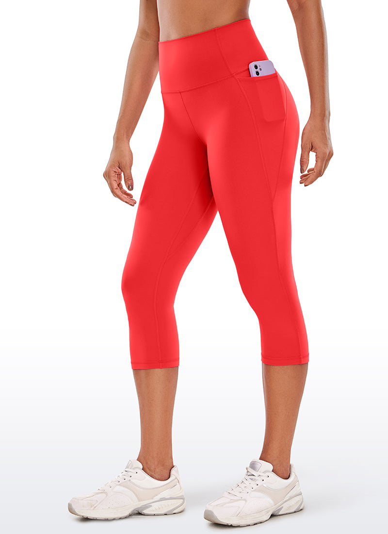 CRZ YOGA Damen Butterluxe High Waist Sport Leggings mit Taschen - 48cm Tiefrot