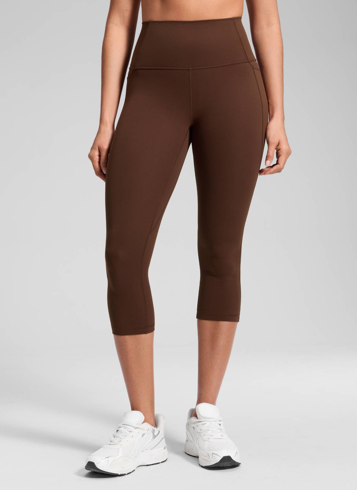 CRZ YOGA Damen Butterluxe High Waist Sport Leggings mit Taschen - 48cm Lava Braun
