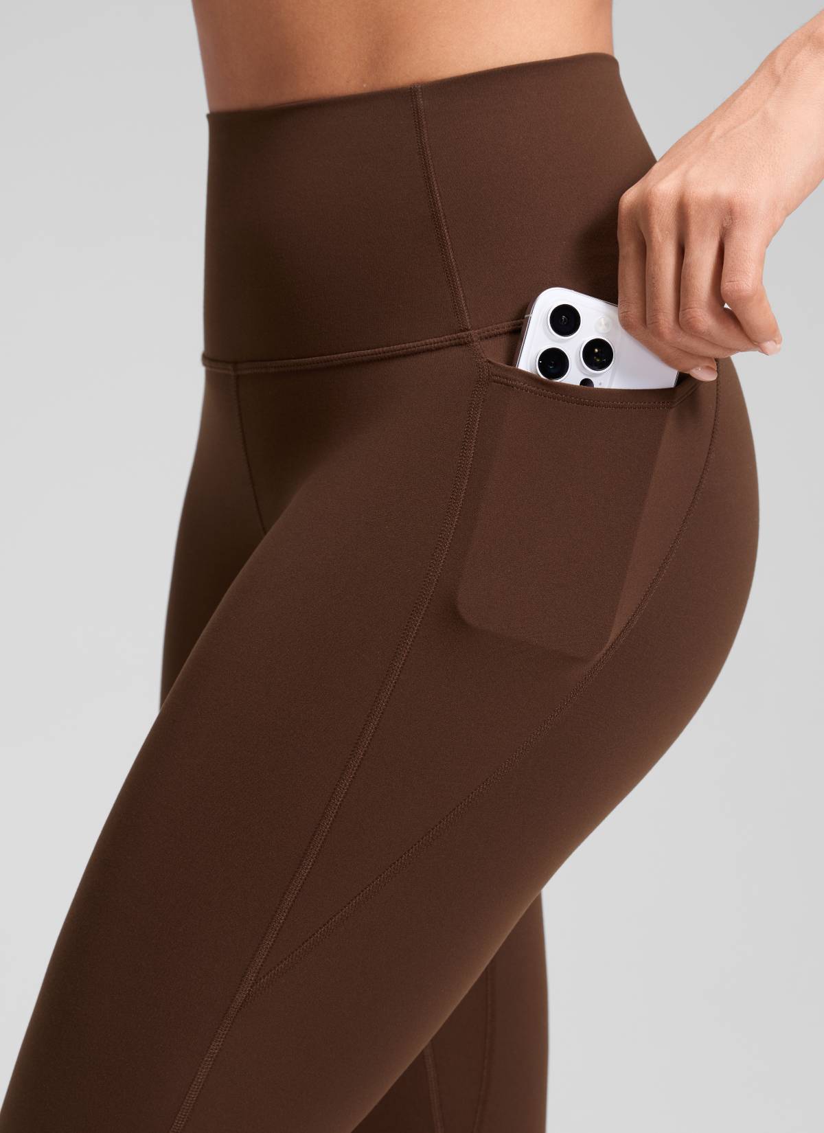 CRZ YOGA Damen Butterluxe High Waist Sport Leggings mit Taschen - 48cm Lava Braun