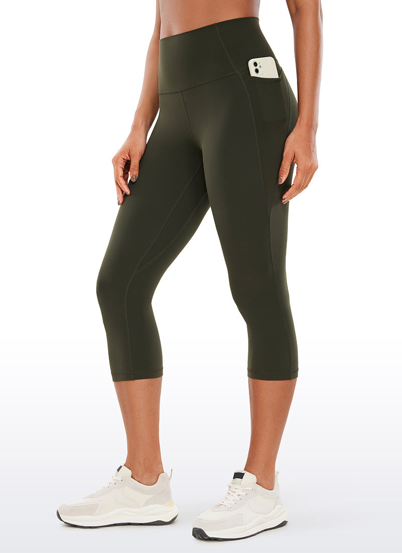 CRZ YOGA Damen Butterluxe High Waist Sport Leggings mit Taschen - 48cm Olivgrün