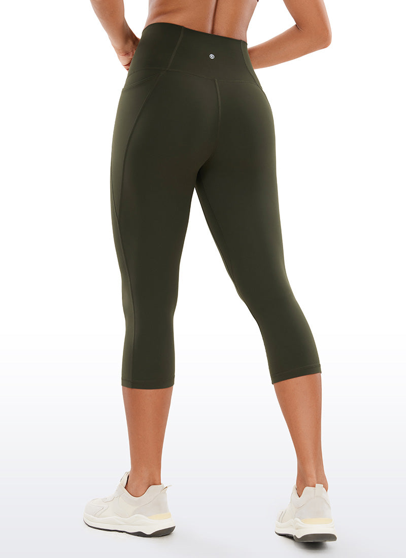 CRZ YOGA Damen Butterluxe High Waist Sport Leggings mit Taschen - 48cm Olivgrün