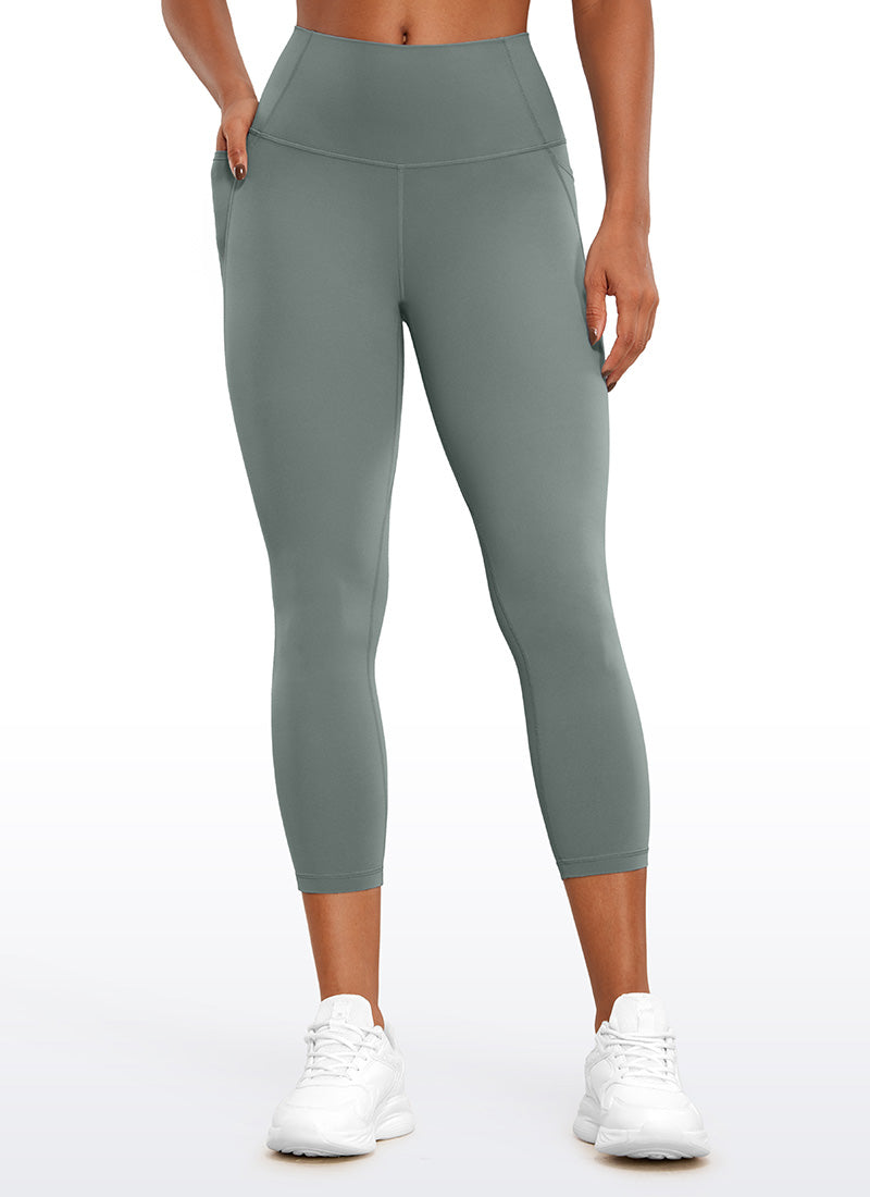 CRZ YOGA Damen Butterluxe High Waist Sport Leggings mit Taschen - 58cm Grauer Salbei
