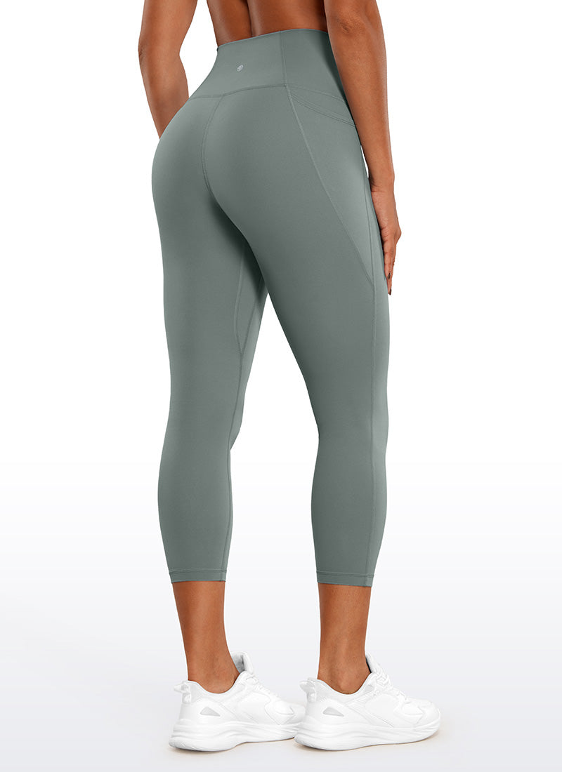 CRZ YOGA Damen Butterluxe High Waist Sport Leggings mit Taschen - 58cm Grauer Salbei