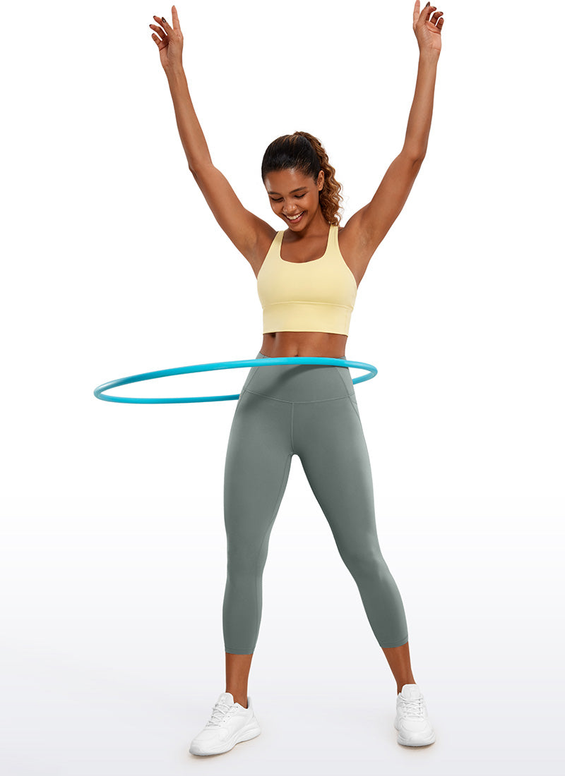 CRZ YOGA Damen Butterluxe High Waist Sport Leggings mit Taschen - 58cm Grauer Salbei