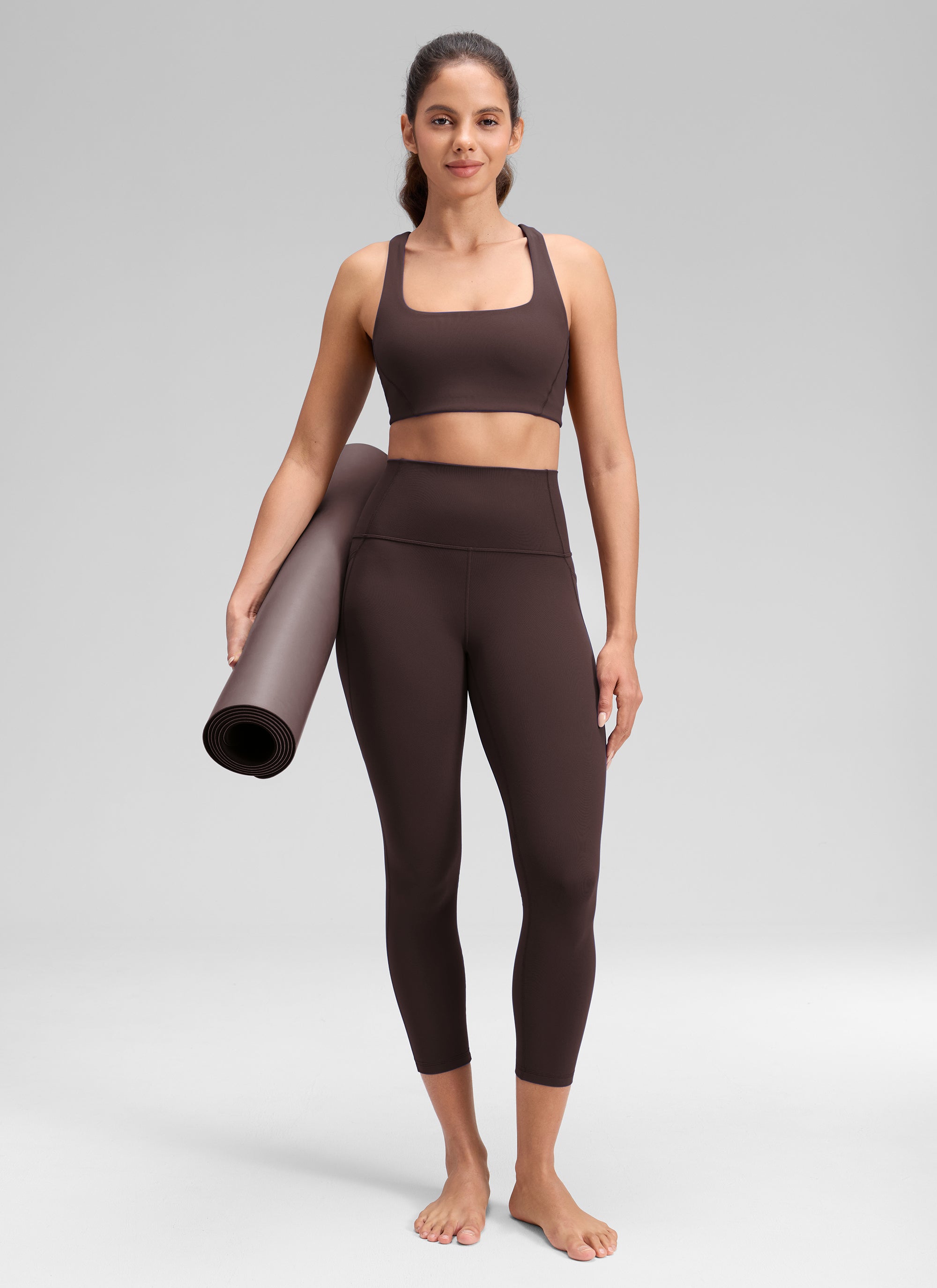 CRZ YOGA Damen Butterluxe High Waist Sport Leggings mit Taschen - 58cm Heißes Fudge-Brown