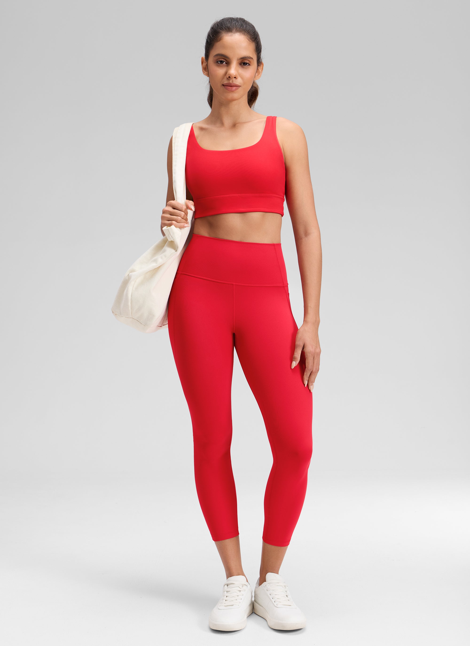 CRZ YOGA Damen Butterluxe High Waist Sport Leggings mit Taschen - 58cm Aurora Rot