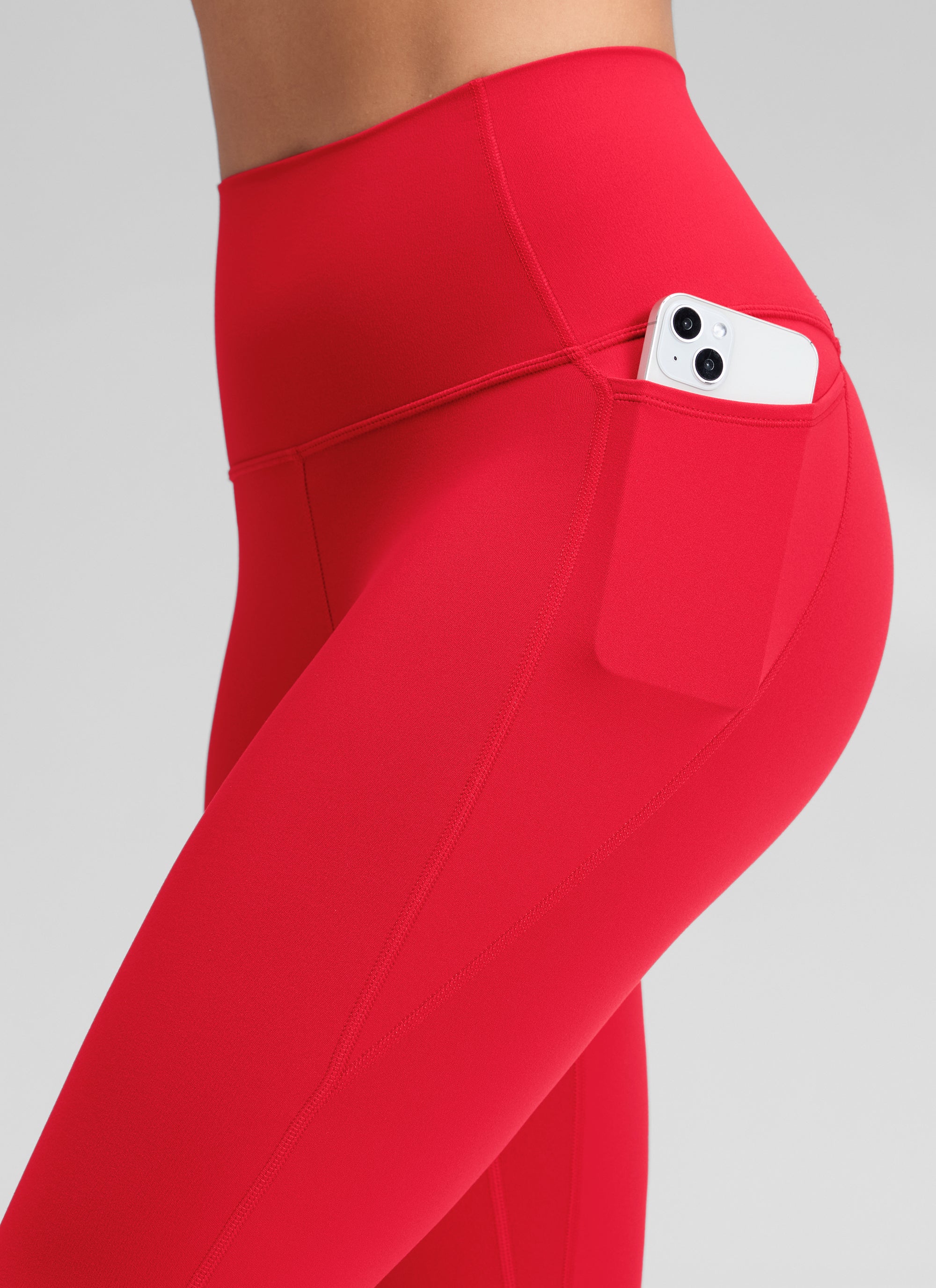 CRZ YOGA Damen Butterluxe High Waist Sport Leggings mit Taschen - 58cm Aurora Rot