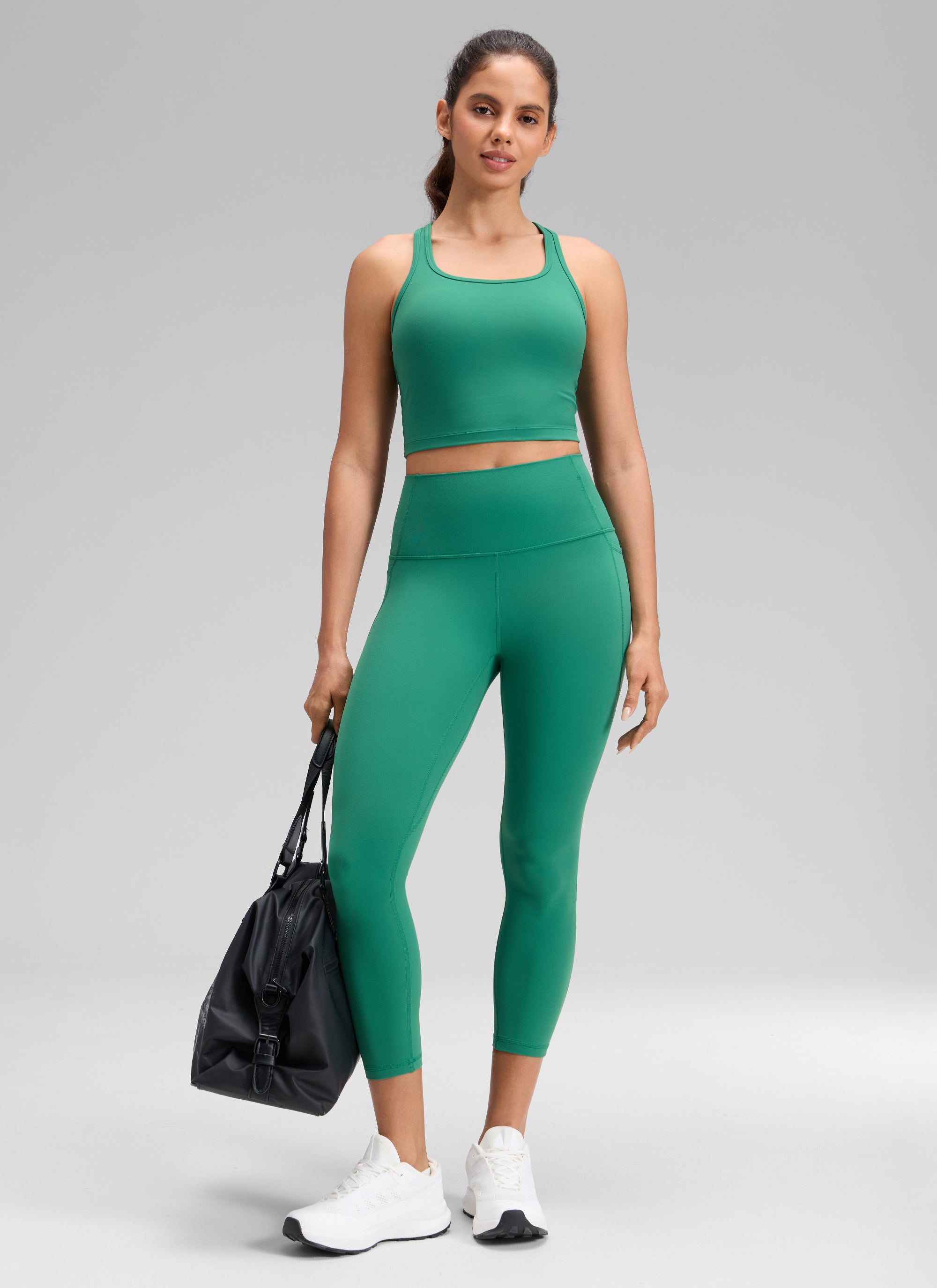 CRZ YOGA Damen Butterluxe High Waist Sport Leggings mit Taschen - 58cm Cascadia Grün